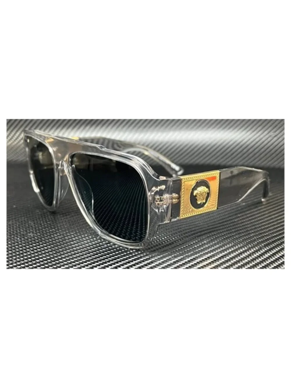 New Versace Men Transparent Grey Sunglasses 57-18-140
